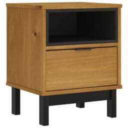 "Berkfield Home Bedside Cabinet ""FLAM"" 40x35x50 cm Solid Wood Pine in Brown - Size: 40 x 35 x 50 cm" - thumbnail 2