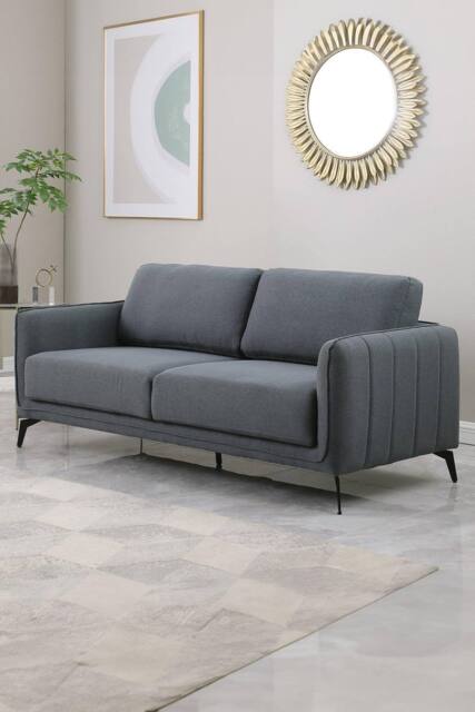 More4Homes Oslo Modern Scandi Style Fabric Living Room 3 Seater Sofa in Dark Grey - image 1