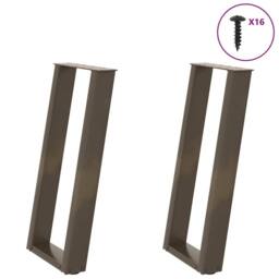 Berkfield Home Console Table Legs U-Shaped 2 pcs Natural Steel 38x(72-73) cm Steel in Brown - thumbnail 2