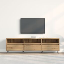 Berkfield Home TV Cabinet Artisan Oak 150x30x44, 5 cm Engineered Wood in Brown - thumbnail 4