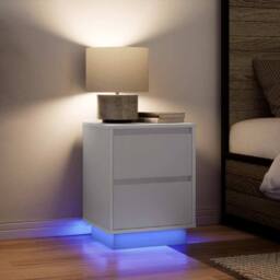 Berkfield Home Bedside Cabinets with LED Lights¬†2 pcs White 38x34x50 cm - Size: 38 x 34 x 50 cm - thumbnail 2