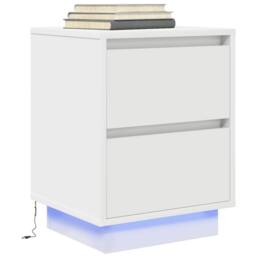 Berkfield Home Bedside Cabinets with LED Lights¬†2 pcs White 38x34x50 cm - Size: 38 x 34 x 50 cm - thumbnail 6