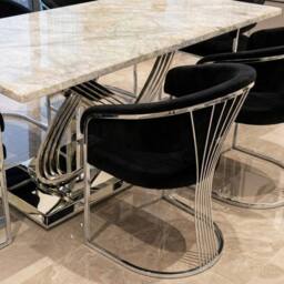 HOME LUXE INTERIOR Elina 180cm Grey Marble Dining Table & 6 Black Porado Chairs Set - Size: 180 cm - thumbnail 8