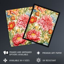 "Artery8 Blooming Marvelous Floral Pattern Flower Illustration William Morris Style Extra Large XL Unframed Wall Art Poster Print - Size: W24"" x H32""" - thumbnail 2