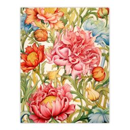 "Artery8 Blooming Marvelous Floral Pattern Flower Illustration William Morris Style Extra Large XL Unframed Wall Art Poster Print - Size: W24"" x H32""" - thumbnail 1
