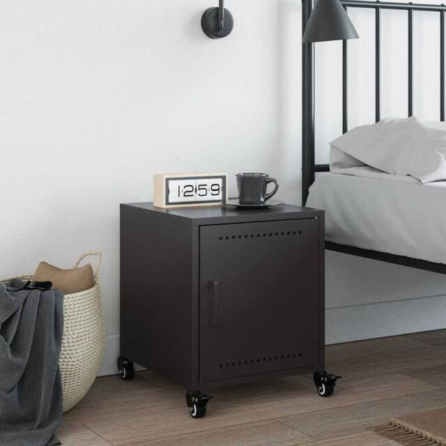 Berkfield Home Stylish Bedside Cabinet Black 36x39x43.5 cm Steel - image 1