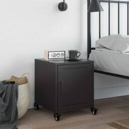 Berkfield Home Stylish Bedside Cabinet Black 36x39x43.5 cm Steel - thumbnail 1