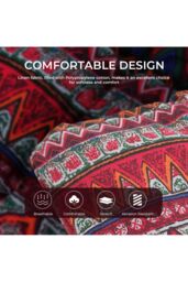 Living and Home 40x110cm Bohemian Linen Lounger Cushion in Red - Size: 40x110 cm - thumbnail 3