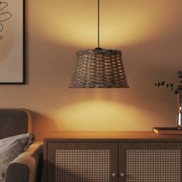 Berkfield Home Charming Ceiling Lamp Shade Brown √ò38x23 cm Wicker - Size: 38x23 cm