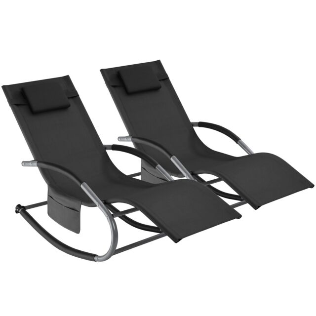 tectake Sun Lounger Taya in Black - Size: 2 Seater - image 1