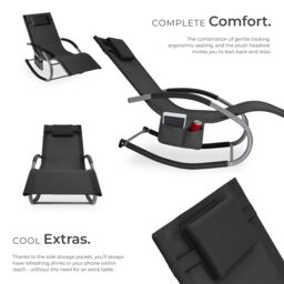 tectake Sun Lounger Taya in Black - Size: 2 Seater - thumbnail 3
