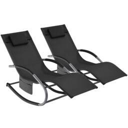 tectake Sun Lounger Taya in Black - Size: 2 Seater - thumbnail 1