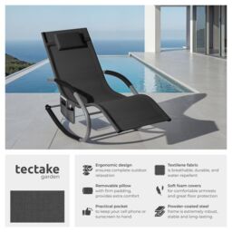 tectake Sun Lounger Taya in Black - Size: 2 Seater - thumbnail 2