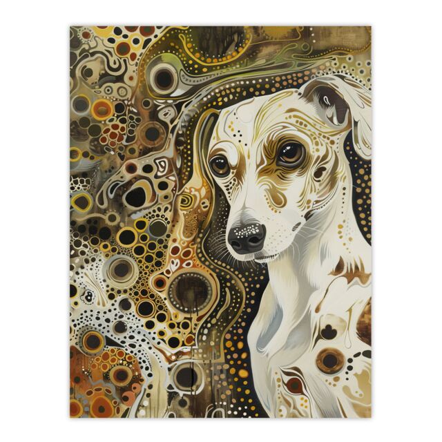 "Artery8 Trippy Dog Lover Pet Portrait Abstract Design Wall Art Print in Brown - Size: W18"" x H24""" - image 1
