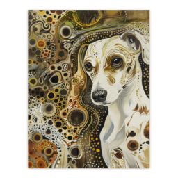 "Artery8 Trippy Dog Lover Pet Portrait Abstract Design Wall Art Print in Brown - Size: W18"" x H24""" - thumbnail 1