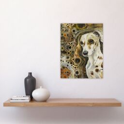 "Artery8 Trippy Dog Lover Pet Portrait Abstract Design Wall Art Print in Brown - Size: W18"" x H24""" - thumbnail 4