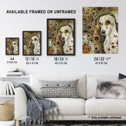 "Artery8 Trippy Dog Lover Pet Portrait Abstract Design Wall Art Print in Brown - Size: W18"" x H24""" - thumbnail 3