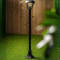 CGC Lighting 'Lara' Black Solar Outdoor Post Light Bollard Traditional Filament LED Warm White Light IP44 - thumbnail 3