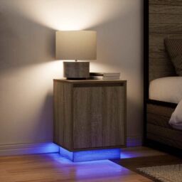 Berkfield Home Bedside Cabinet with LED Lights¬†Sonoma Oak 38x34x50 cm - Size: 38 x 34 x 50 cm - thumbnail 5