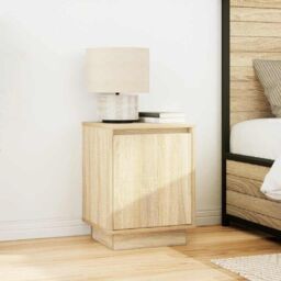 Berkfield Home Bedside Cabinet with LED Lights¬†Sonoma Oak 38x34x50 cm - Size: 38 x 34 x 50 cm - thumbnail 4