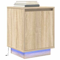 Berkfield Home Bedside Cabinet with LED Lights¬†Sonoma Oak 38x34x50 cm - Size: 38 x 34 x 50 cm - thumbnail 1