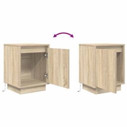Berkfield Home Bedside Cabinet with LED Lights¬†Sonoma Oak 38x34x50 cm - Size: 38 x 34 x 50 cm - thumbnail 9