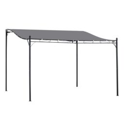 OUTSUNNY 4 x 3 m Canopy Metal Wall Gazebo Awning Garden Marquee Shelter Door Porch in Grey - thumbnail 2