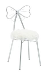 Orsina Silver Bow Faux Chair, Backrest Indoor Chair, Easy to Clean Decor Fur Chair - thumbnail 2