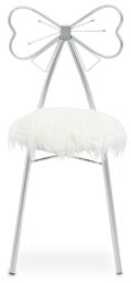 Orsina Silver Bow Faux Chair, Backrest Indoor Chair, Easy to Clean Decor Fur Chair - thumbnail 6