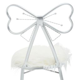 Orsina Silver Bow Faux Chair, Backrest Indoor Chair, Easy to Clean Decor Fur Chair - thumbnail 5
