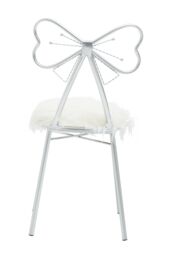 Orsina Silver Bow Faux Chair, Backrest Indoor Chair, Easy to Clean Decor Fur Chair - thumbnail 4