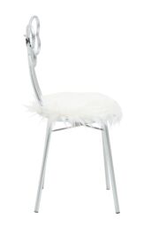 Orsina Silver Bow Faux Chair, Backrest Indoor Chair, Easy to Clean Decor Fur Chair - thumbnail 3