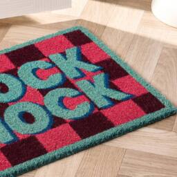 OHS Knock Knock Coir Doormat Checkerboard Non Slip Door Rug - Size: 40 x 60 cm - thumbnail 2