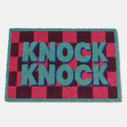 OHS Knock Knock Coir Doormat Checkerboard Non Slip Door Rug - Size: 40 x 60 cm - thumbnail 3