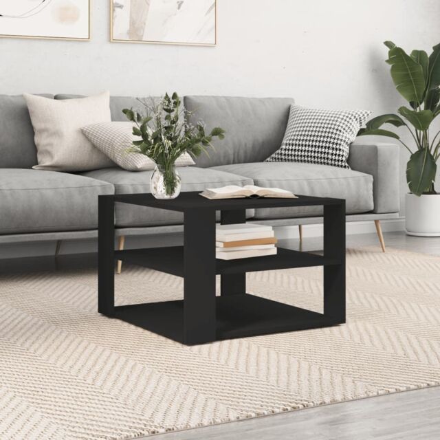 Berkfield Home Coffee Table Black 59.5x59.5x40 cm Engineered Wood - image 1