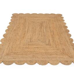 Kukoon Scalloped Trim Natural Handwoven Braided Jute Fireside Living Area Rug in Beige - Size: 120 cm x 170 cm - thumbnail 2