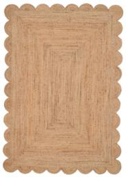 Kukoon Scalloped Trim Natural Handwoven Braided Jute Fireside Living Area Rug in Beige - Size: 120 cm x 170 cm - thumbnail 1
