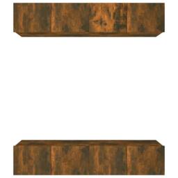Berkfield Home TV Cabinets 4 pcs Smoked Oak 80x30x30 cm Engineered Wood in Brown - Size: 80 x 30 x 30 cm - thumbnail 3
