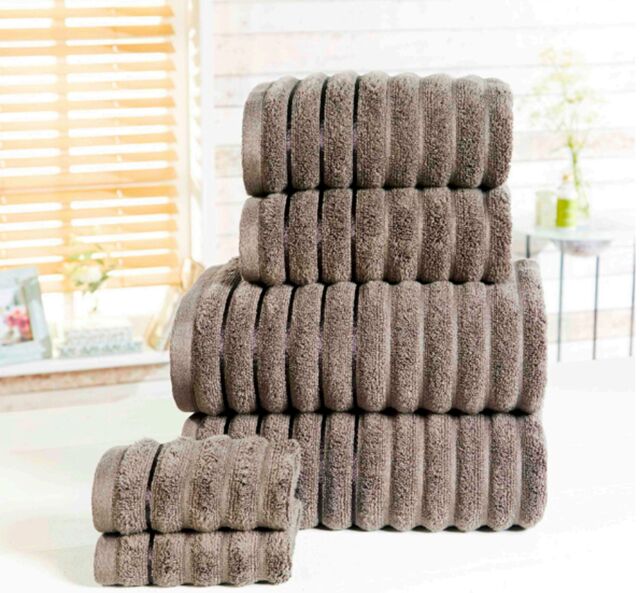 Rapport Home Ribbed Super Soft Cotton Towel in Charcoal - image 1