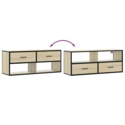 Berkfield Home TV Cabinet Sonoma Oak 100x31x39.5 cm Engineered Wood & Metal in Light Tan - thumbnail 7