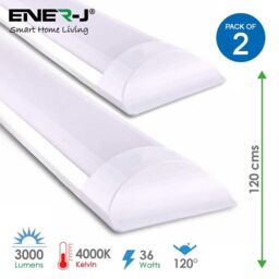 ENER-J 36W Prismatic LED Tube Batten complete fitting 1.2m, 3000 lumens, 4000K (pack of 2 units) in White - Size: 25 cm diameter x 19 cm high - thumbnail 2
