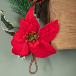 Samuel Alexander 1.8m Red & Green Poinsettia Garland with Pinecones & Foliage - thumbnail 5