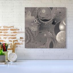 Warren Reed - Designer Abstract Moon Shapes Canvas in Grey - Size: w10 inch x h10 inch - thumbnail 2