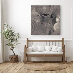 Warren Reed - Designer Abstract Moon Shapes Canvas in Grey - Size: w10 inch x h10 inch - thumbnail 3