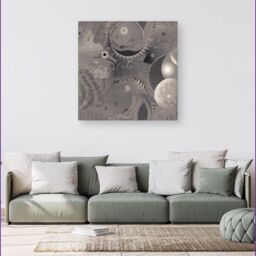 Warren Reed - Designer Abstract Moon Shapes Canvas in Grey - Size: w10 inch x h10 inch - thumbnail 4