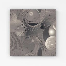 Warren Reed - Designer Abstract Moon Shapes Canvas in Grey - Size: w10 inch x h10 inch - thumbnail 1