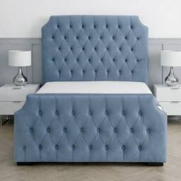 Living Comfort Bedz Westminster Upholstered Gas Lift Storage Bed with 48 Inch Headboard in Light Blue - Size: King - thumbnail 2