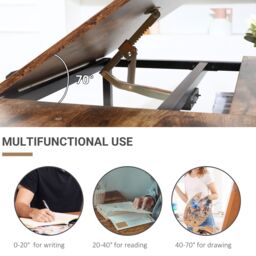 HOMCOM Tiltable Drafting Table Home Office Computer Desk with Open Shelf in Brown - thumbnail 5