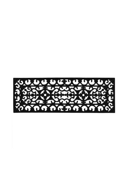 JVL Lexi Wrought Iron Effect Rubber Step Mat 25x75cm in Black - Size: 25 cm x 75 cm - image 1