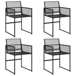 Berkfield Home Beautiful Garden Chairs 4 pcs Black Poly Rattan - thumbnail 3
